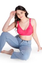 Dempsey Non-Padded Non-Wired Full Coverage Bra in Light Gajari - Cotton