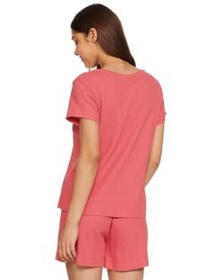 Women's Cotton Blend Waffle Regular Fit T-Shirt and Shorts Night Suit - Image 2