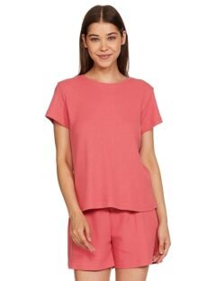 Women's Cotton Blend Waffle Regular Fit T-Shirt and Shorts Night Suit