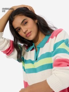 Pointelle Knitted Sweater: Eden Women Oversized Sweaters