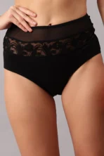 Cotton High Waist Hipster with Lace & Powernet