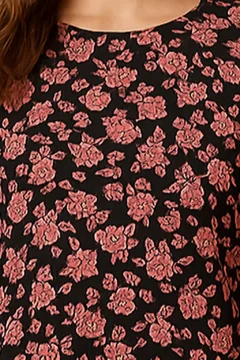 Floral Print Top & Shorts Set in Black - Rayon - Image 3