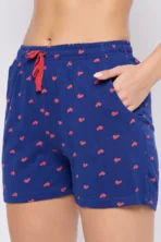 Heart Print Button Down Shirt & Shorts Set in Dark Blue - 100% Cotton - Image 6