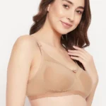Non-Padded Non-Wired Full Coverage Bra in Beige - Cotton