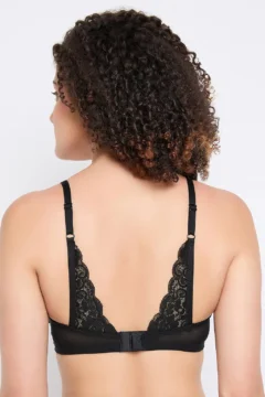 Non-Padded Non-Wired Full Coverage Bra in Black - Cotton - Image 4