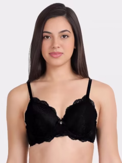 Non-Padded Non-Wired Full Coverage Bra in BLack - Cotton - Image 2