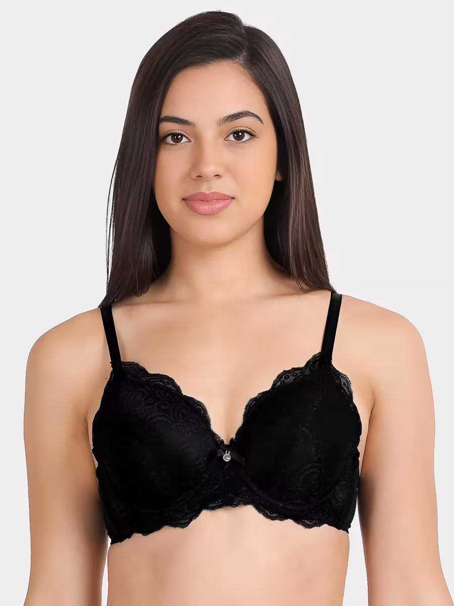 s020f-blackbeauty-front_1 Non-Padded Non-Wired Full Coverage Bra in Black - Cotton - Image 2