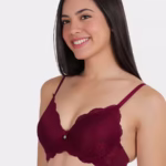 Non-Padded Non-Wired Full Coverage Bra in Cherry - Cotton