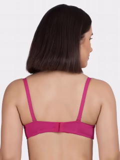 Non-Padded Non-Wired Full Coverage Bra in Magenta - Cotton - Image 3