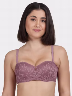 Non-Padded Non-Wired Full Coverage Bra in Beige - Cotton