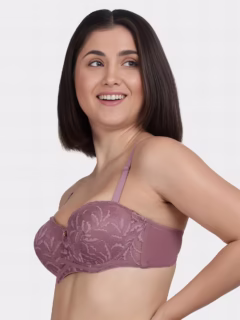 Non-Padded Non-Wired Full Coverage Bra in Beige - Cotton - Image 2