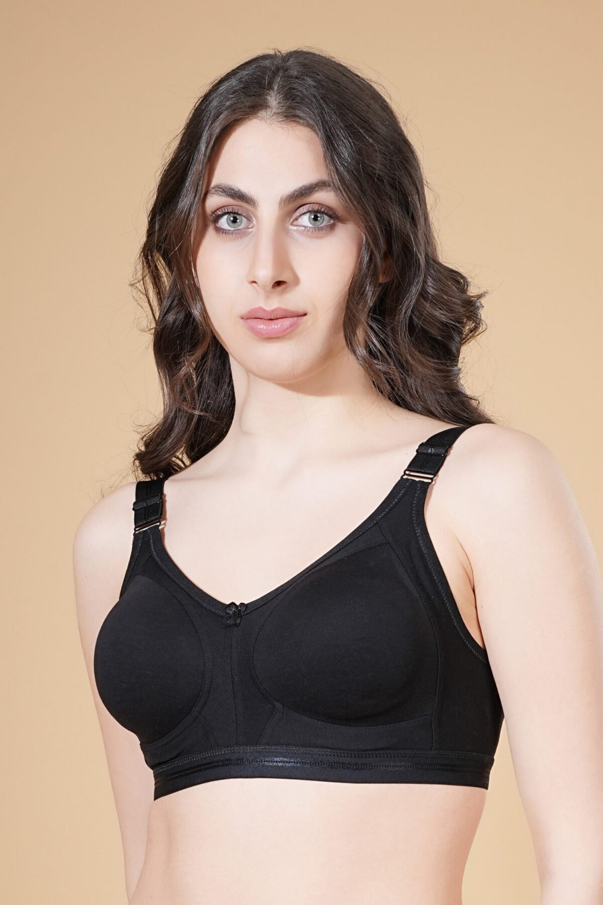 Dempsey Women's Cotton Non-Padded Wire Free Full Coverage Bra Black - Image 1