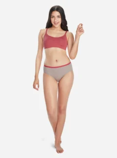 Mid Waist Hipster Panty in Teal with Lace Waist - Cotton - Image 3